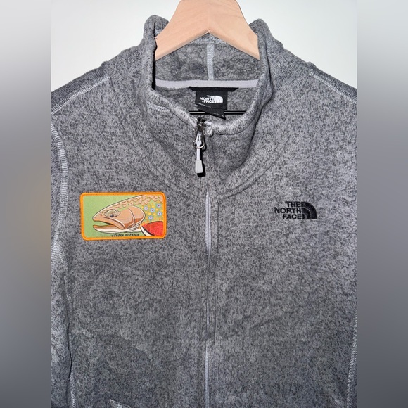 The North Face Knit Collared Zip Up Jacket Grey Polyester Women’s Size Large - Picture 3 of 14